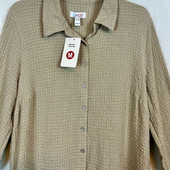 NWT Denim & Co. Textured Stretch Button Front Pocket Tunic Medium petite A468447 - Picture 2 of 9